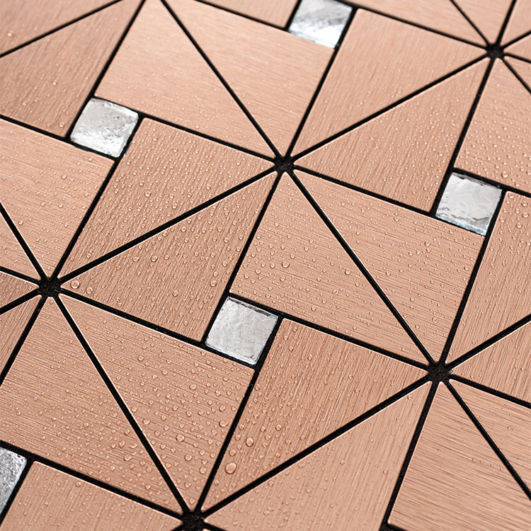 Wholesale New Product Metal Texture Peel And Stick Rose Gold Mosaic Tiles For Floor And Bathroom Wall