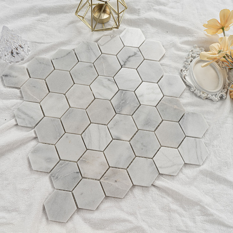 Leisure Facilities Decoration Marble Hexagon Mosaic Floor Tile Scratch Resistance Wall Tiles Peel And Stick