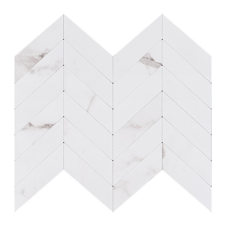 Competitive Price Hot Sale Decorative Aluminium Self Adhesive White Herringbone Weave Mosaic Tile