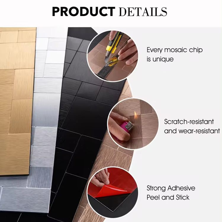 Interior Wall Decoration Pvc Mosaic Self Adhesive Tile  Waterproof Peel And Stick Mosaic Tile For Bar