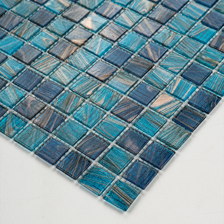 Factory Supply Anti-Mold Tiles Mosaic Glass Dark Blue Self Adhesive Wall Tiles For Home Decoration