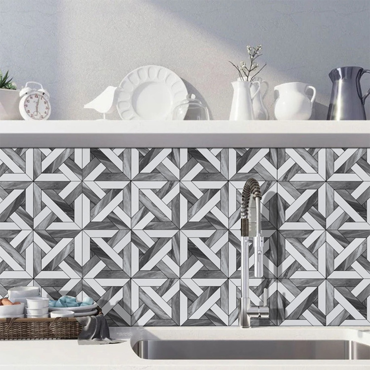 Hot Sale Modern Light Gray Fireproof Decorative Kitchen Art 3d Peel And Stick Backsplash Wall Tile