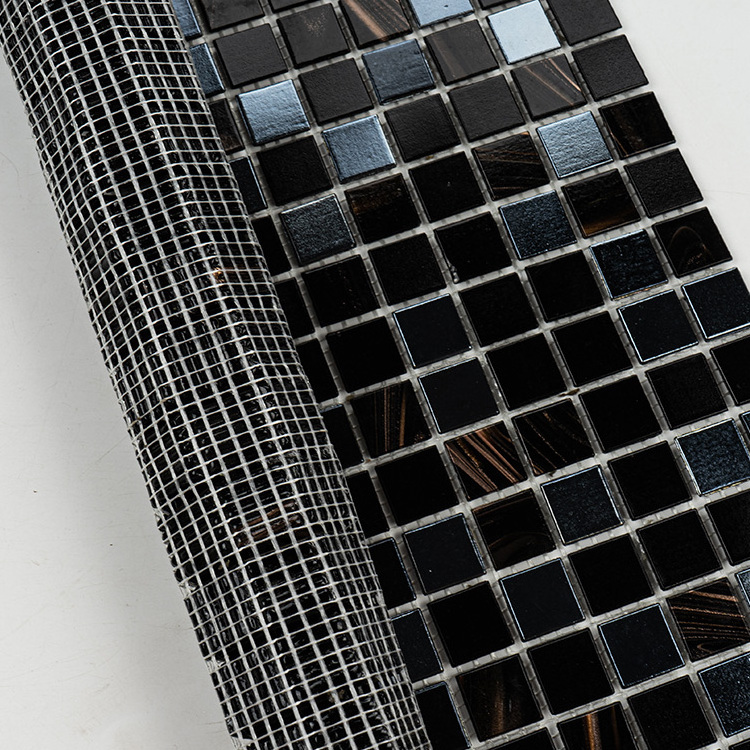 Apartment Using Mosaic Glass Self Adhesive Tile Mixed Black Mosaic Tile For Kitchen And Bathroom Wall Tile