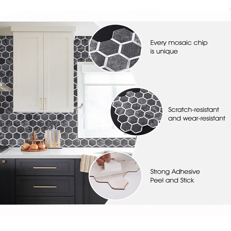 Customizable Modern Luxury Aluminium Hexagonal Peel And Stick 3d Peel And Stick Mosaic Tiles