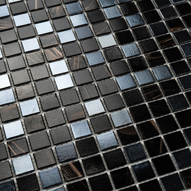 Apartment Using Mosaic Glass Self Adhesive Tile Mixed Black Mosaic Tile For Kitchen And Bathroom Wall Tile