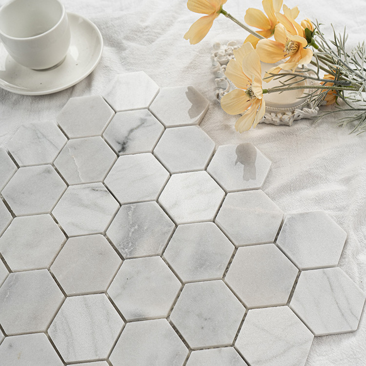 Leisure Facilities Decoration Marble Hexagon Mosaic Floor Tile Scratch Resistance Wall Tiles Peel And Stick