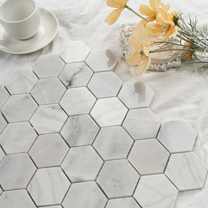 Leisure Facilities Decoration Marble Hexagon Mosaic Floor Tile Scratch Resistance Wall Tiles Peel And Stick