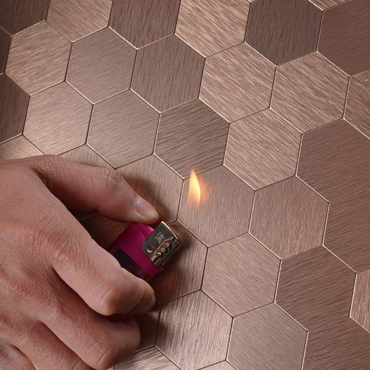 Foshan Factory Price Hexagon Shaped Aluminium Composite Panel Rose Gold Metal Texture Mosaic Tiles