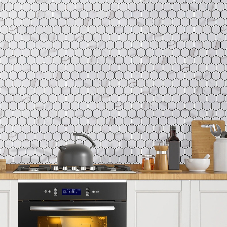 Modern Backsplash Kitchen Hexagonal Wall Sticker 3d Easy Diy Peel And Stick Mosaic Tile For Bathroom