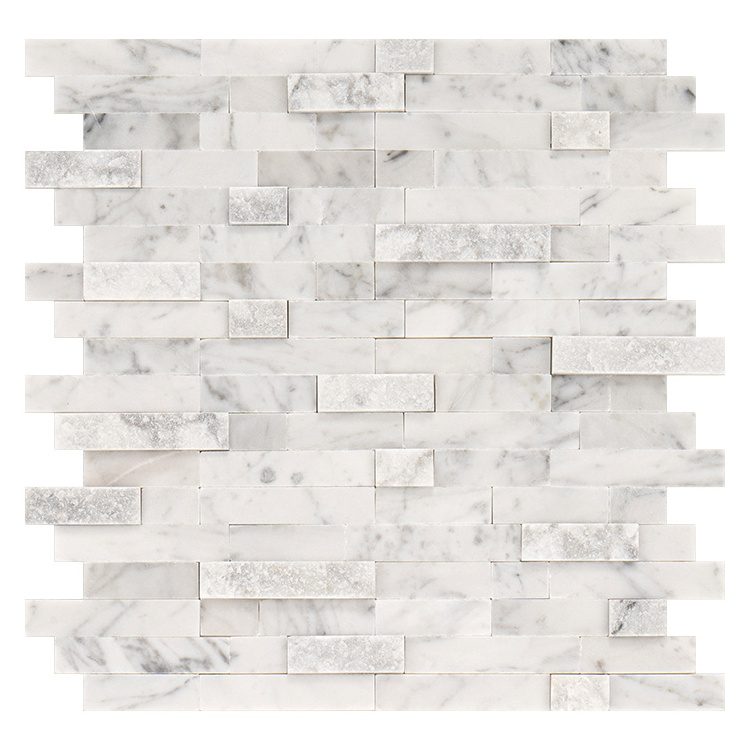 Interior Decoration  3D Self Adhesive Marble Mosaic Tiles Natural Stone Strip Mosaics For Living Room Or Kitchen