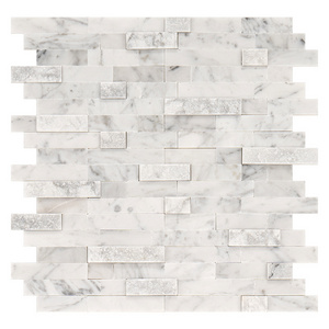 Interior Decoration  3D Self Adhesive Marble Mosaic Tiles Natural Stone Strip Mosaics For Living Room Or Kitchen