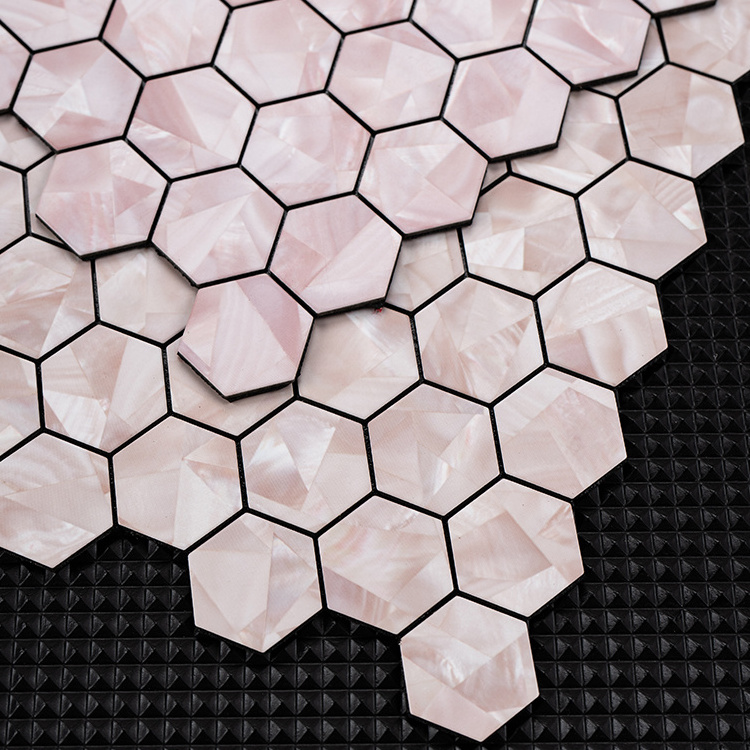 Unique Design Interior Wall Mounted Pink Hexaonal Shaped Peel And Stick Kitchen Backsplash Mosaic Tile