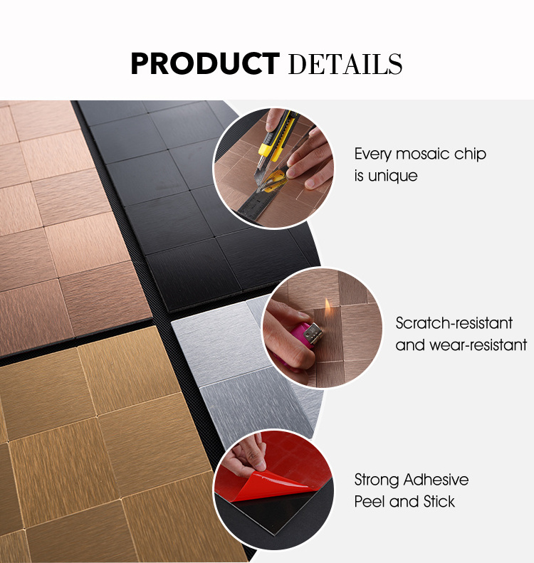 Modern Design Pvc Self Adhesive Mosaic Tiles Scratch Resistance Kitchen Peel And Stick Backsplash