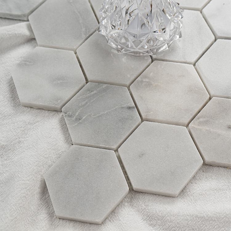 Leisure Facilities Decoration Marble Hexagon Mosaic Floor Tile Scratch Resistance Wall Tiles Peel And Stick