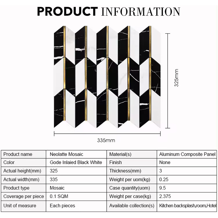 High Quality Antifouling Black Self Adhesive Backsplash Environment-Friendly Materials Self Adhesive Wall Tiles