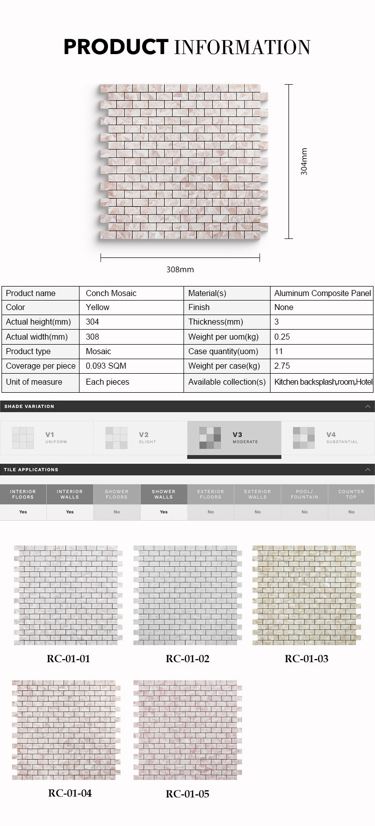 Self Adhesive Unique Backsplash Kitchen Tiles Wall Conch Texture Decorative Mosaic Tiles Wholesale Mosaic Tiles