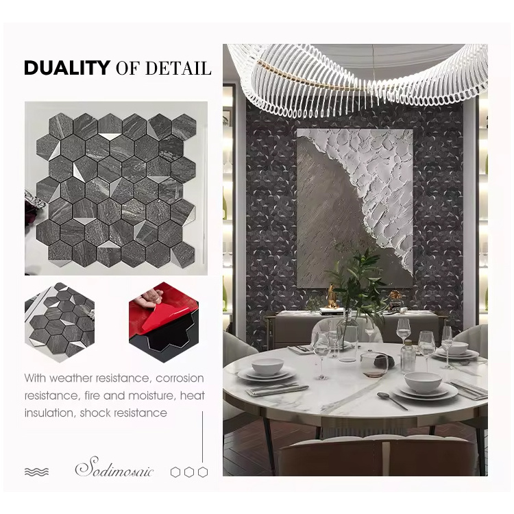 Hexagon Peel And Stick Self Adhesive Removable Stick On Dining Room Kitchen Backsplash 3d Wall Tile Mosaic