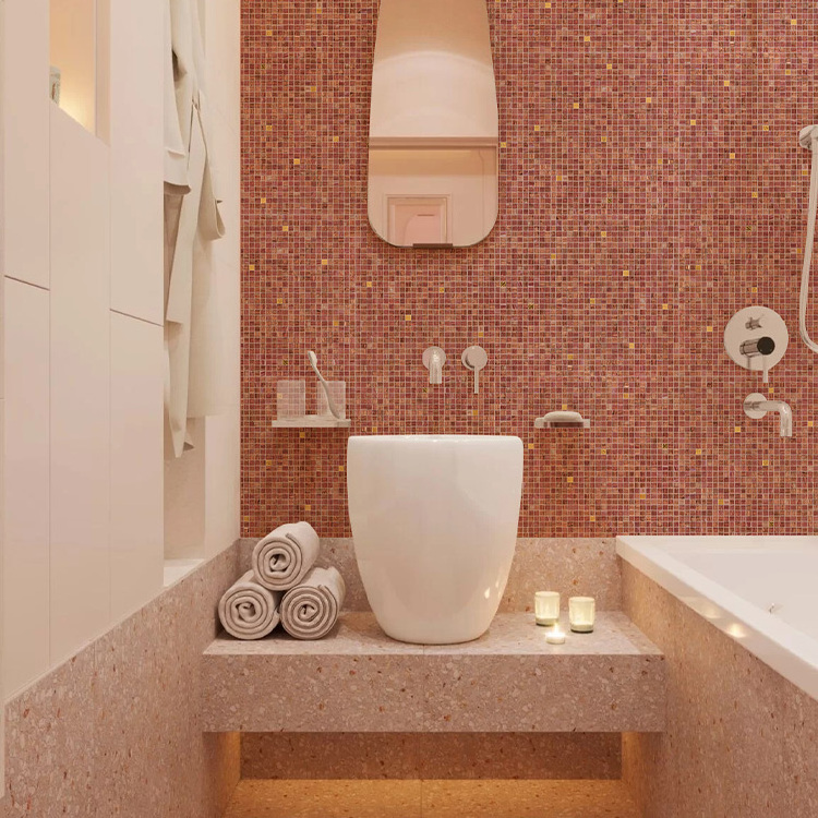 mosaic tile circle Pink Color Swimming Pool Mosaic Tile For bedroom