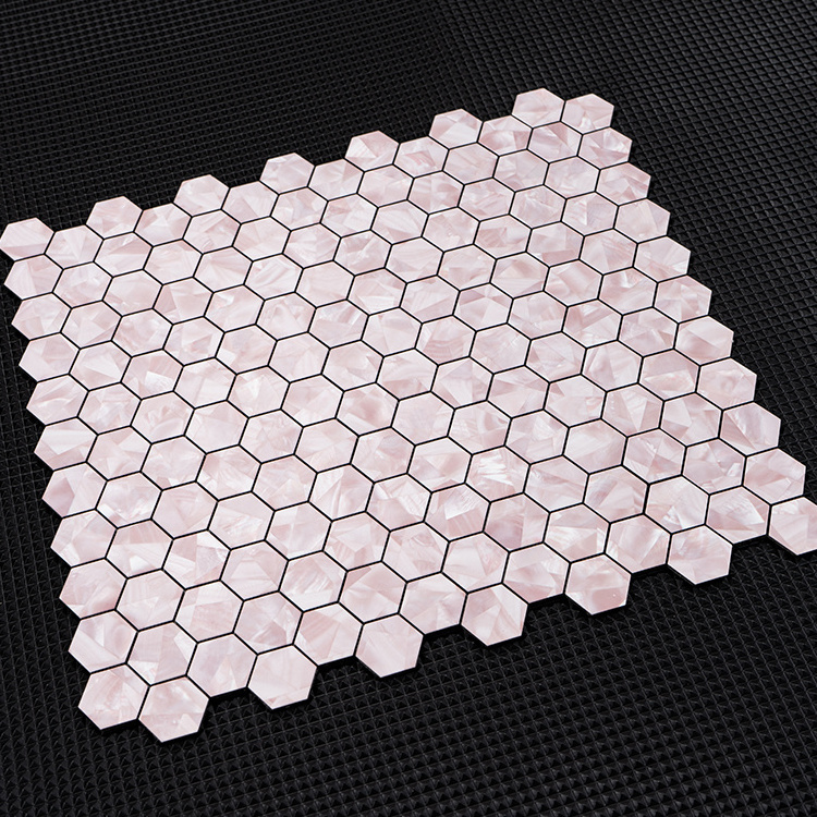 Unique Design Interior Wall Mounted Pink Hexaonal Shaped Peel And Stick Kitchen Backsplash Mosaic Tile