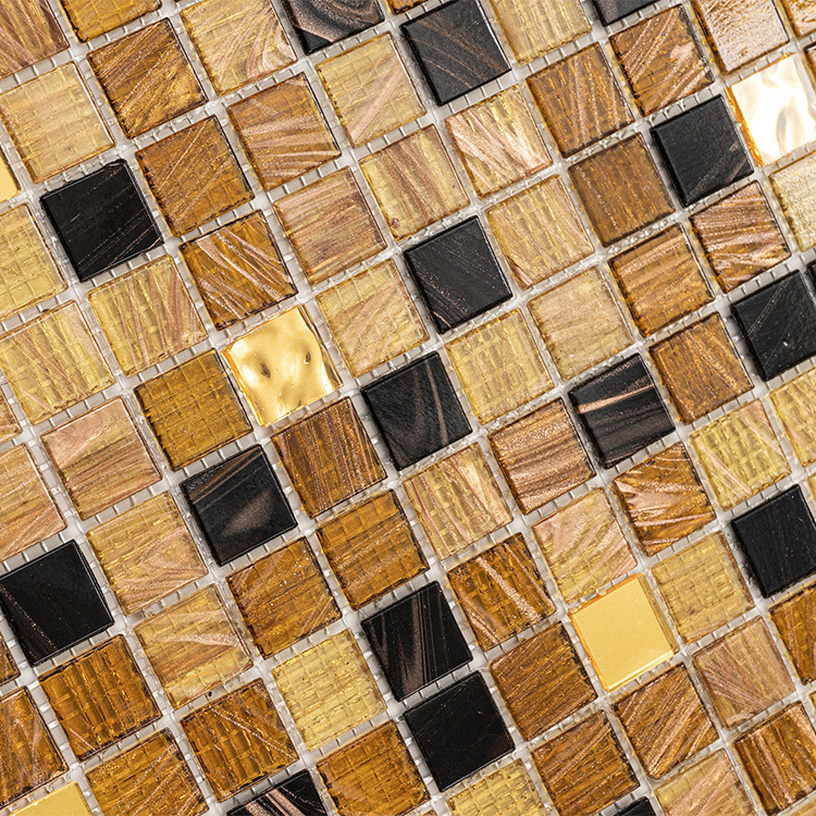 Customized Hand Made Glass Mural 24k gold mosaic tile For Hotel Shower Bathroom Cafe Project