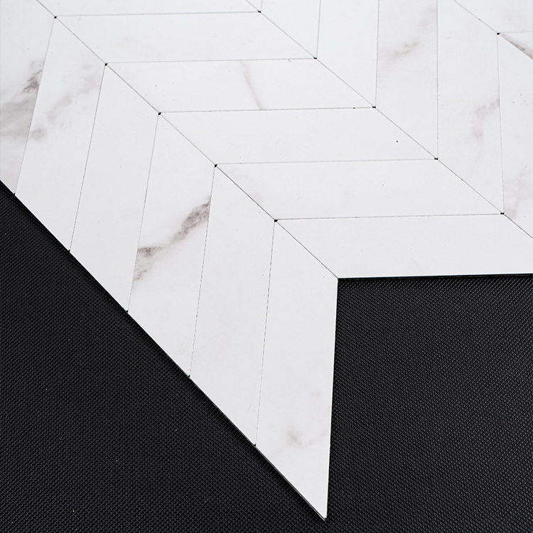 Competitive Price Hot Sale Decorative Aluminium Self Adhesive White Herringbone Weave Mosaic Tile