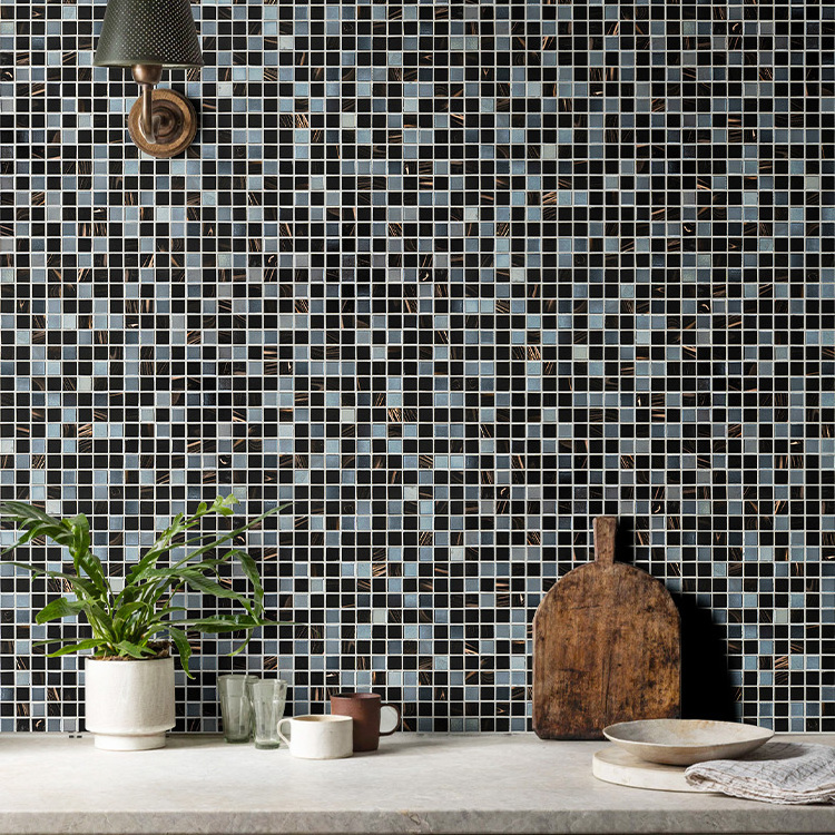 Apartment Using Mosaic Glass Self Adhesive Tile Mixed Black Mosaic Tile For Kitchen And Bathroom Wall Tile