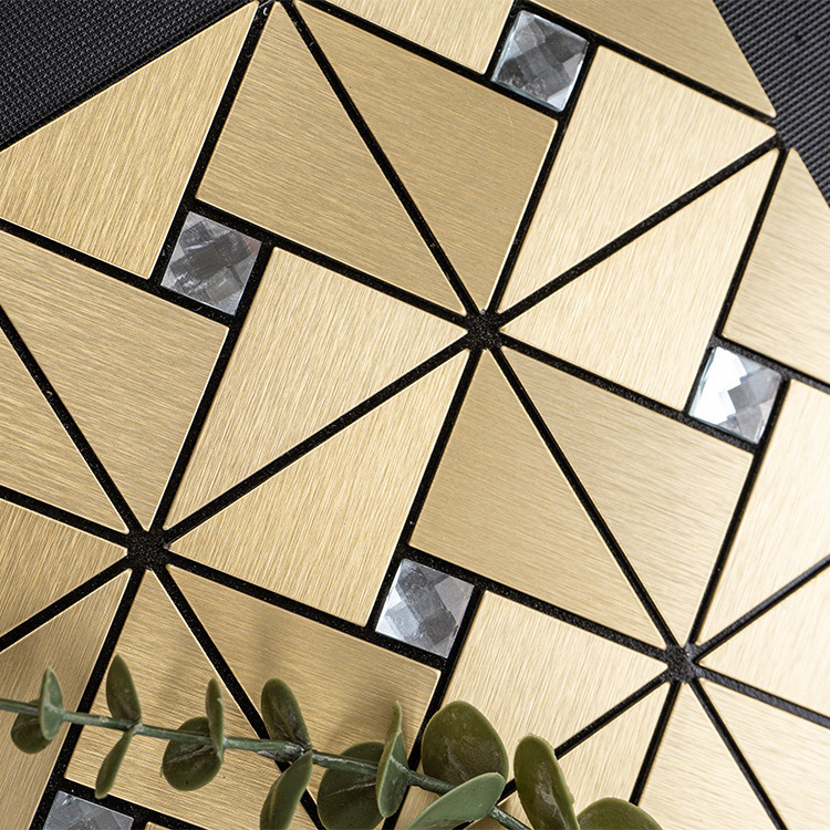 Self Adhesive Aluminium Composite Panel Peel And Stick Room Decoration 3d Golden Mosaic Wall Tile