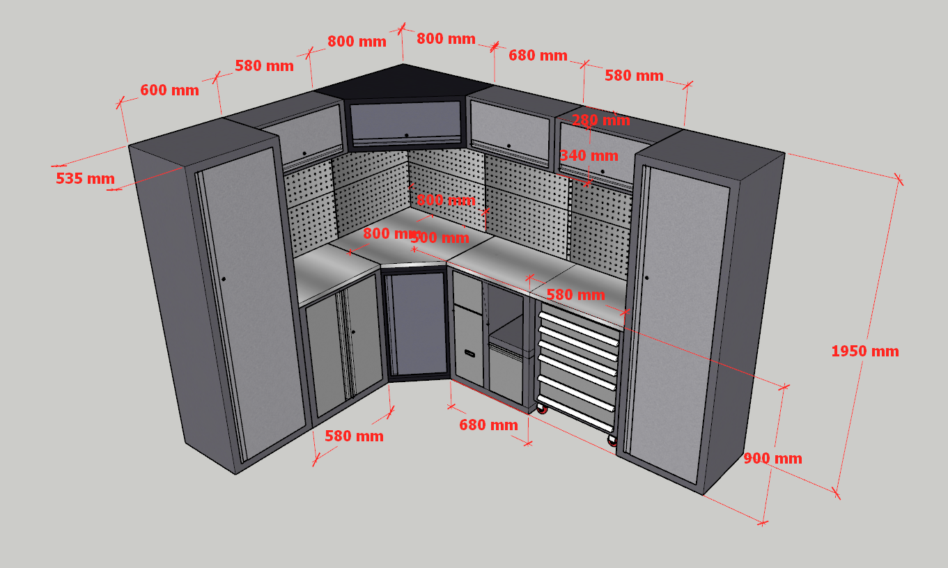 Car Repair Workshop CRS Material Garage Combined Tool Cabinet Workstation Heavy Duty Storage Garage Tool Chest