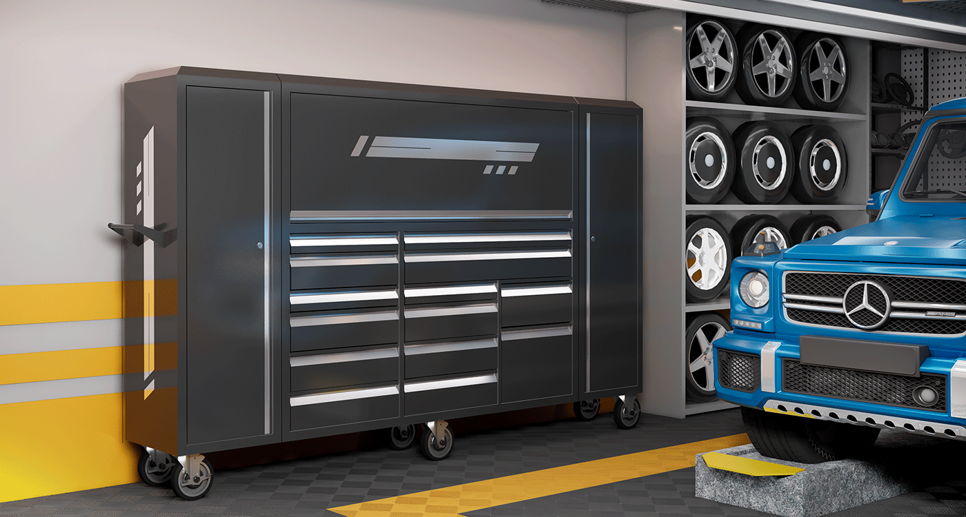 Customized Heavy Duty Steel Metal Tool Combination Cabinets Tools Storage Garage Workshop with Caster Wheels Brakes