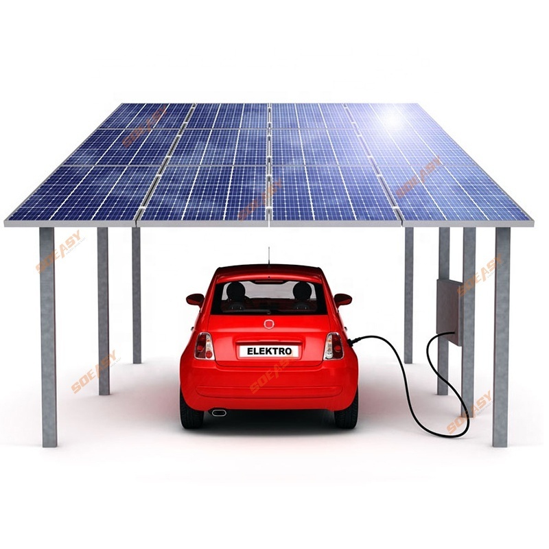 SOEASY photovoltaic ground mount  carport solar system aluminium solaire carport structural for car parking