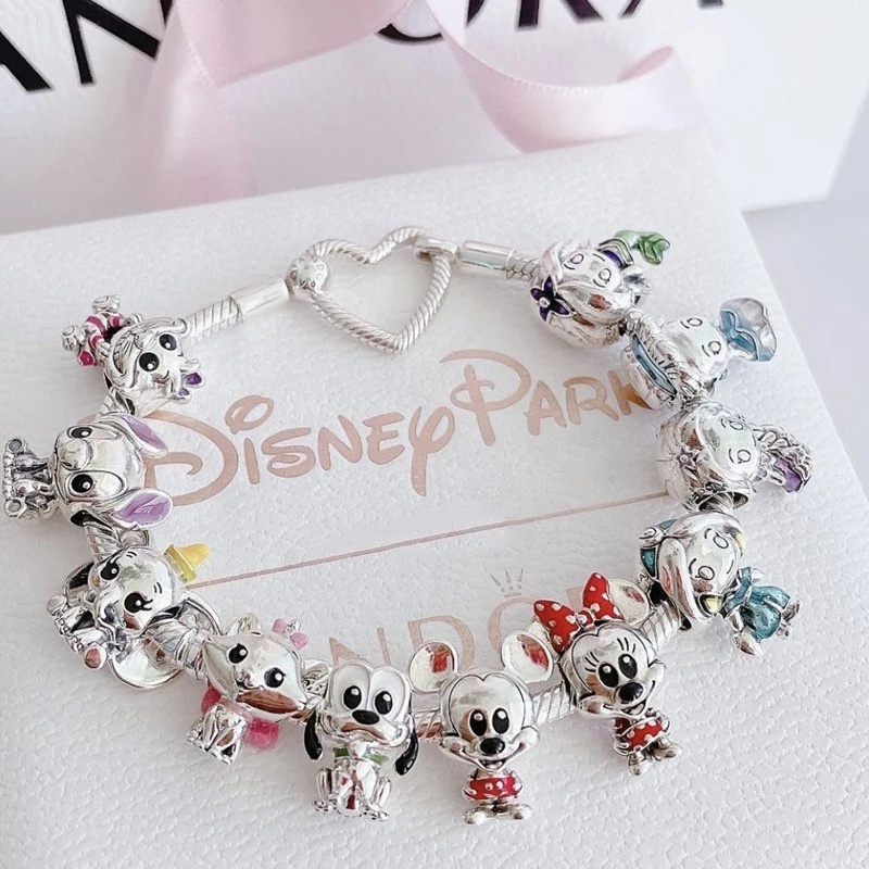 Hot sale 925 Sterling Silver mickeyminnie cartoon Charms Original pendants Fit Bracelet DIY Designer For Girl's Exquisite Gift