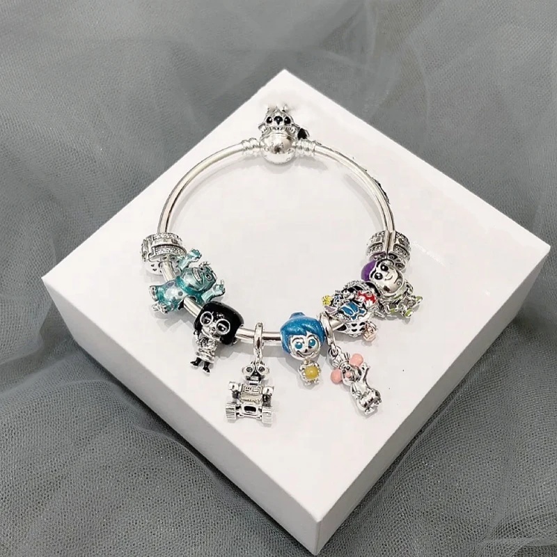 Hot sale 925 Sterling Silver mickeyminnie cartoon Charms Original pendants Fit Bracelet DIY Designer For Girl's Exquisite Gift