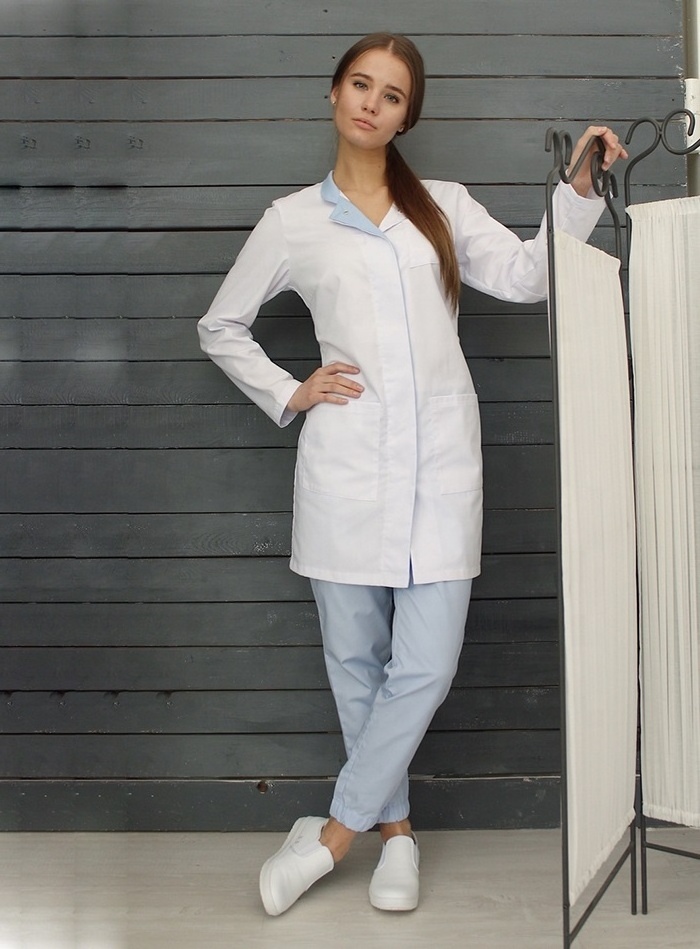 Women's Professional 100% Cotton Lab Coat Long Sleeves White Doctor Workwear Scrub Uniforms Medical Work Coat Nurse Uniform