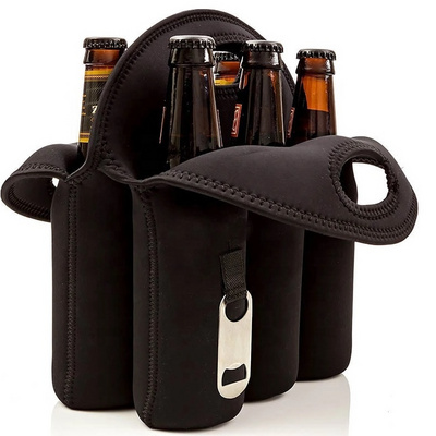 Custom single portable insulated neoprene wine bottle cooler tote bag