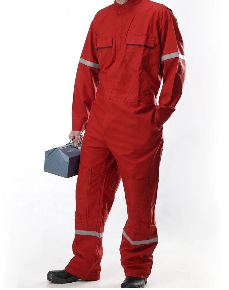 Red Coverall  Overall  Dunagree  Working Safety Suit  in poly-cotton twill fabric