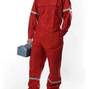 Red Coverall  Overall  Dunagree  Working Safety Suit  in poly-cotton twill fabric