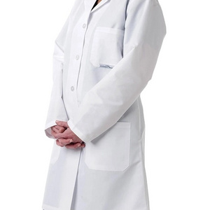 Women's Professional 100% Cotton Lab Coat Long Sleeves White Doctor Workwear Scrub Uniforms Medical Work Coat Nurse Uniform