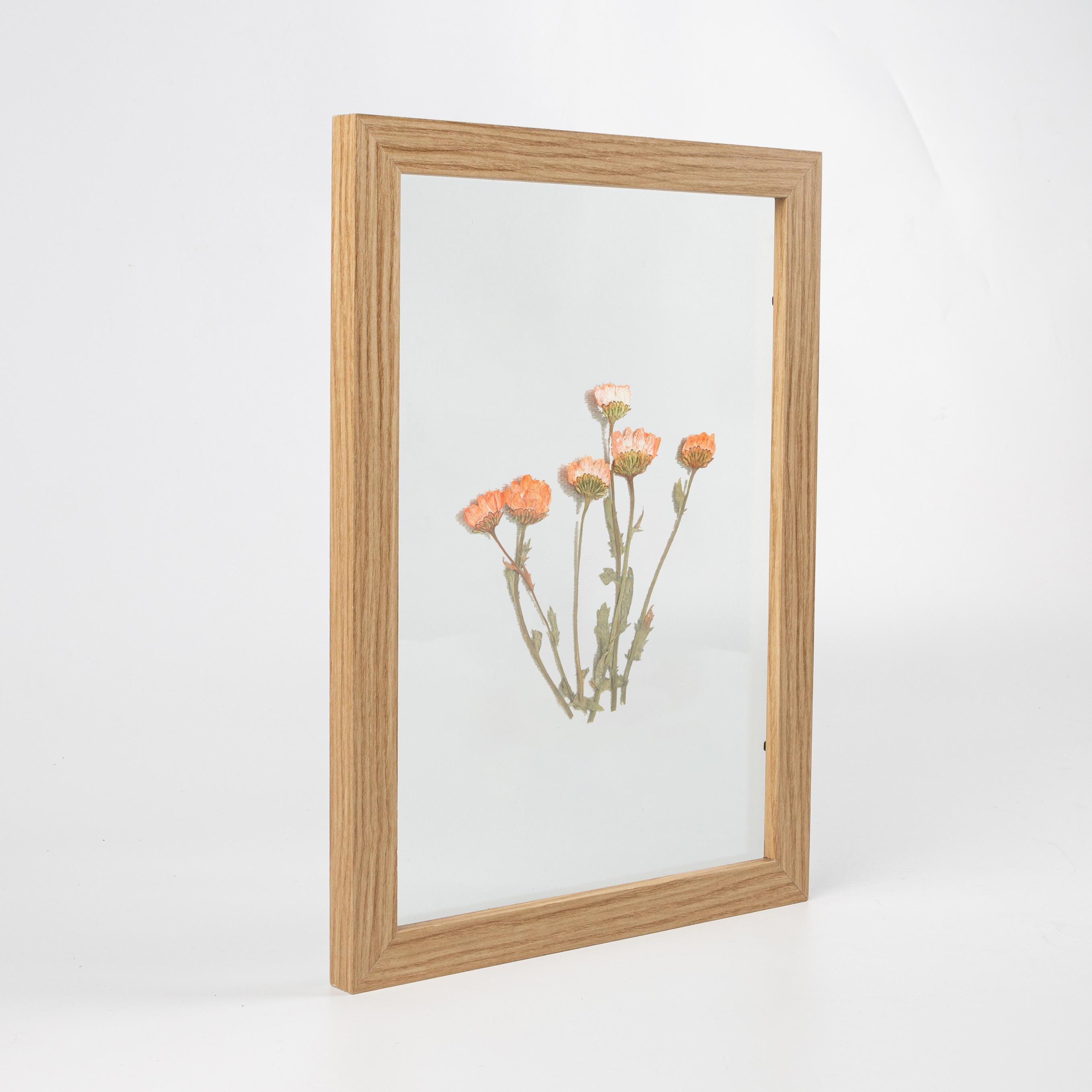 Custom size double transparent glass floating DIY art embossed dried flower picture frame