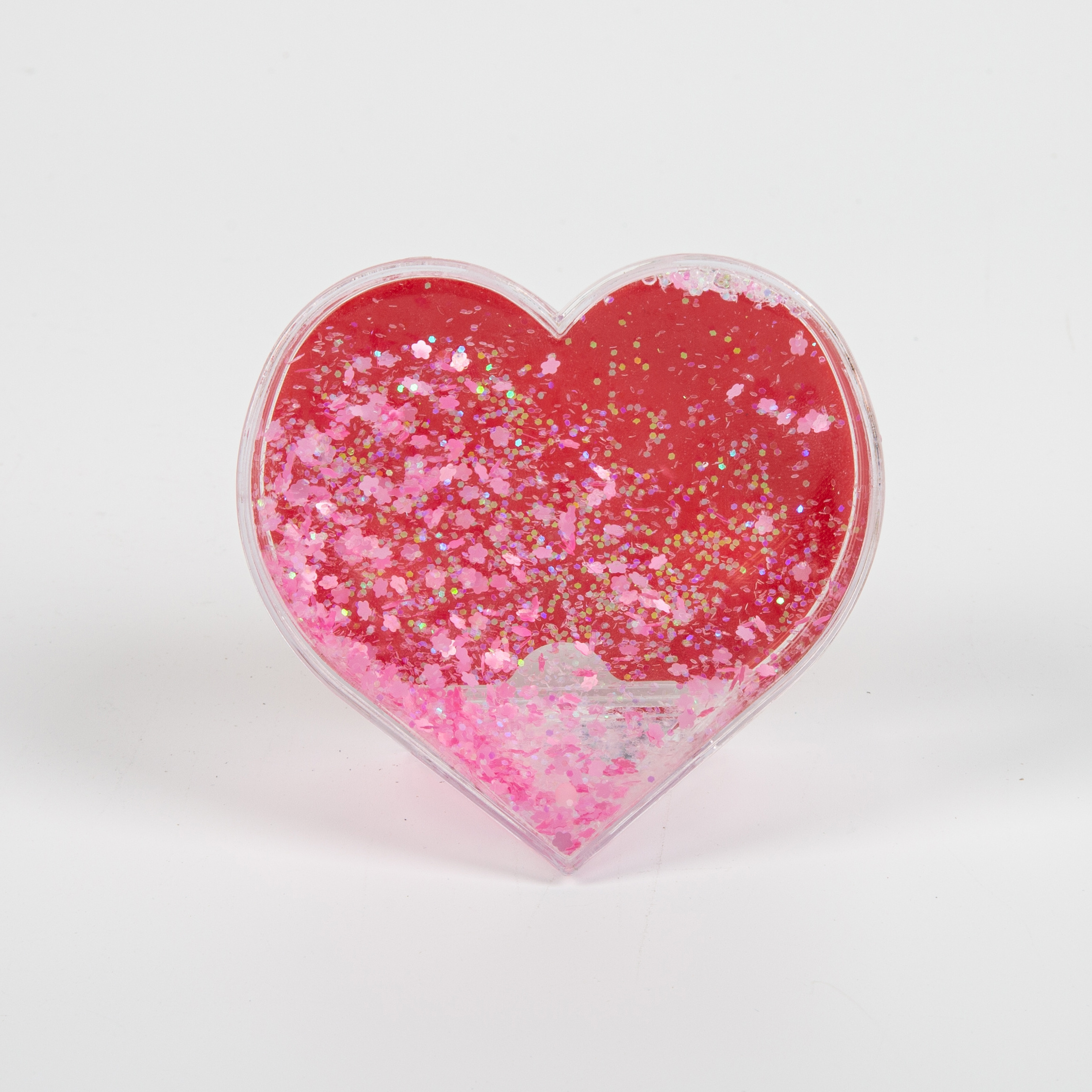 Hot sales wedding decor heart shape liquid floating glitter plastic insert picture photo frame snow water globes