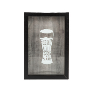 Black Wall Hanging Display Beer bottle lid Top Loading 8x12 inch bulk wood shadow box frames with glass