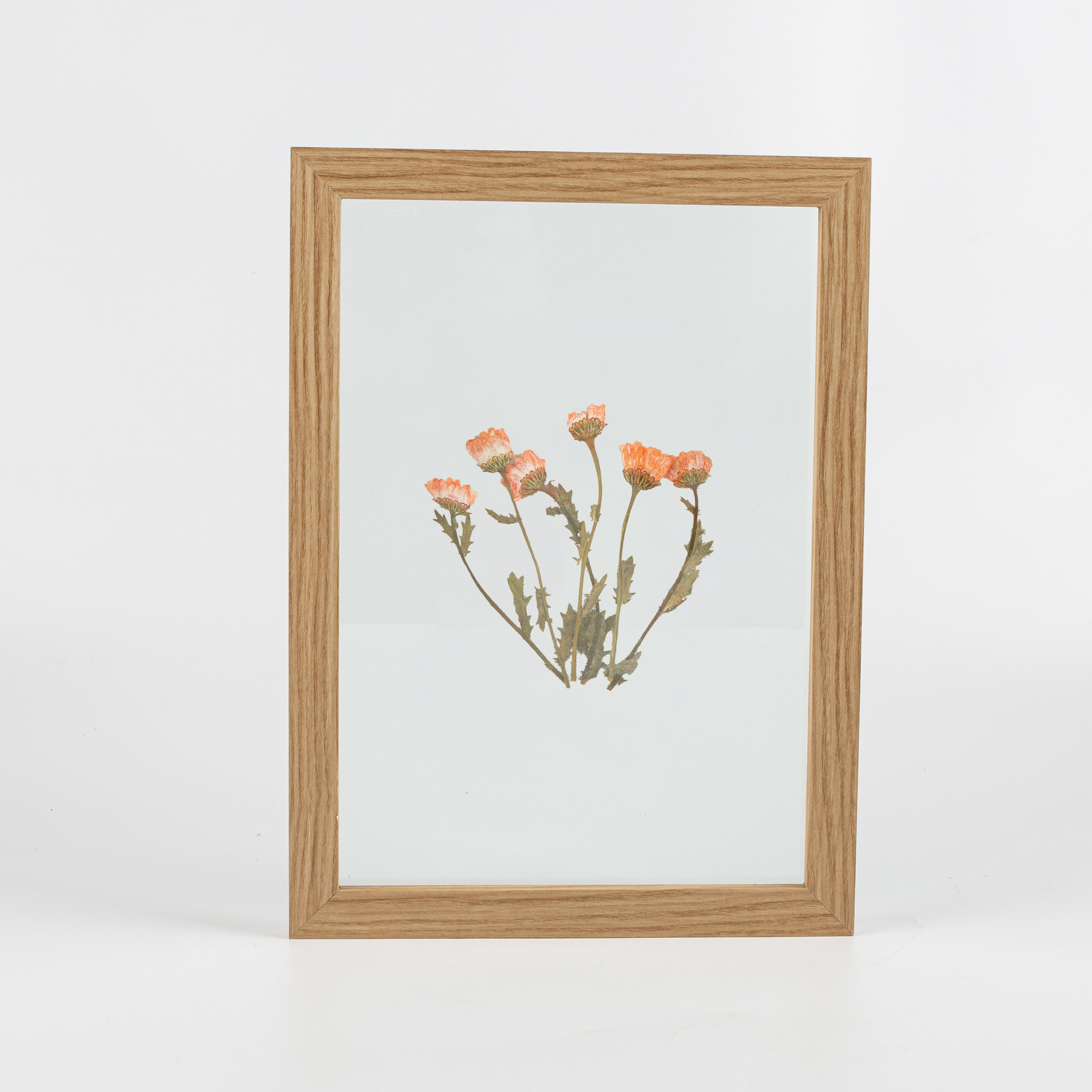 Custom size double transparent glass floating DIY art embossed dried flower picture frame