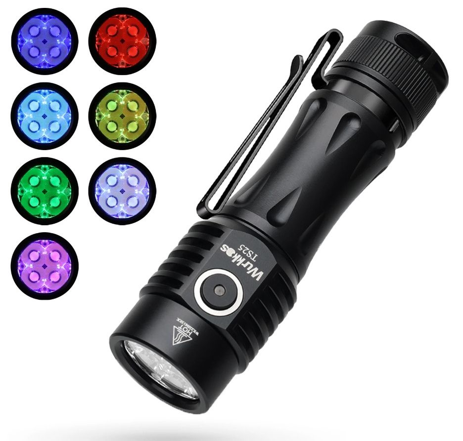 Wurkkos EDC Rechargeable TS25 4000lm Flashlights High Lumens RGB Flashlight Anduril 2.0 Pocket Flashlights for Hiking