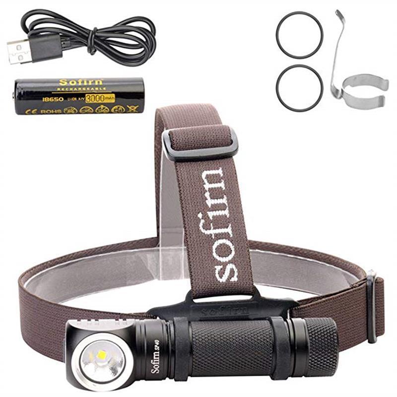 Brightest  XPL 1200lm 18650 USB Rechargeable Headlight 18350 Flashlight with Power Indicator Magnet Tail