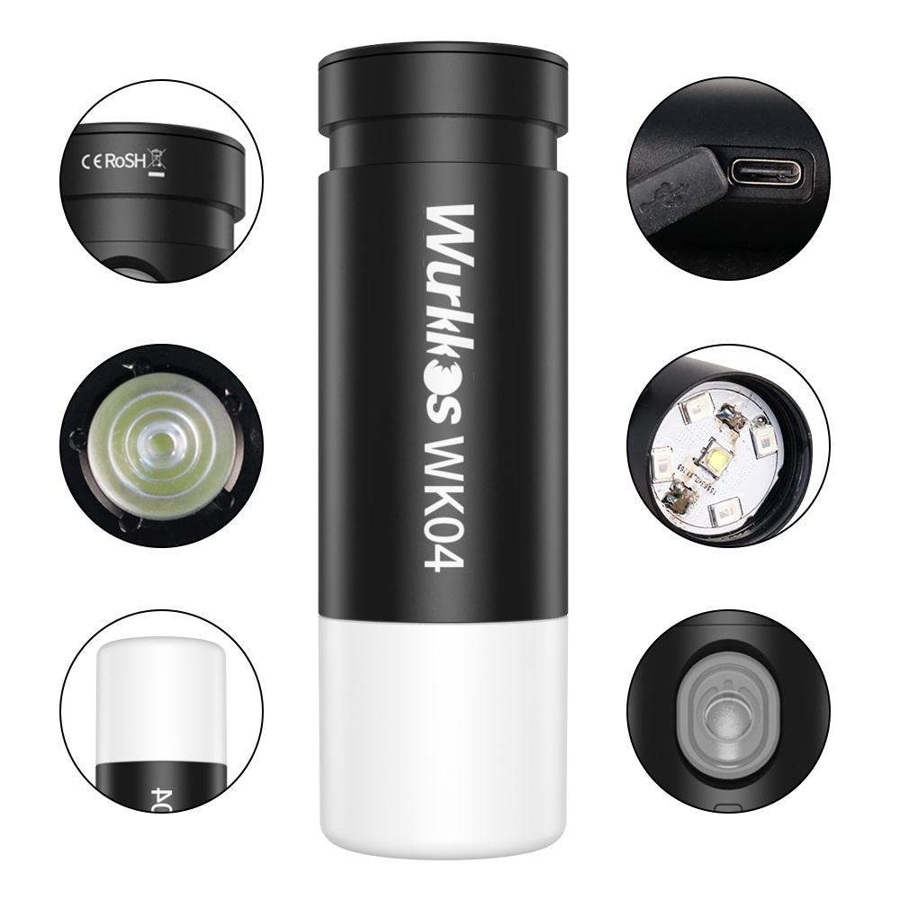 Newest 7cm Portable Flashlight 7 Lighting Modes LED Rechargeable Mini Flashlights Camping Lamp for Hiking Self Defense