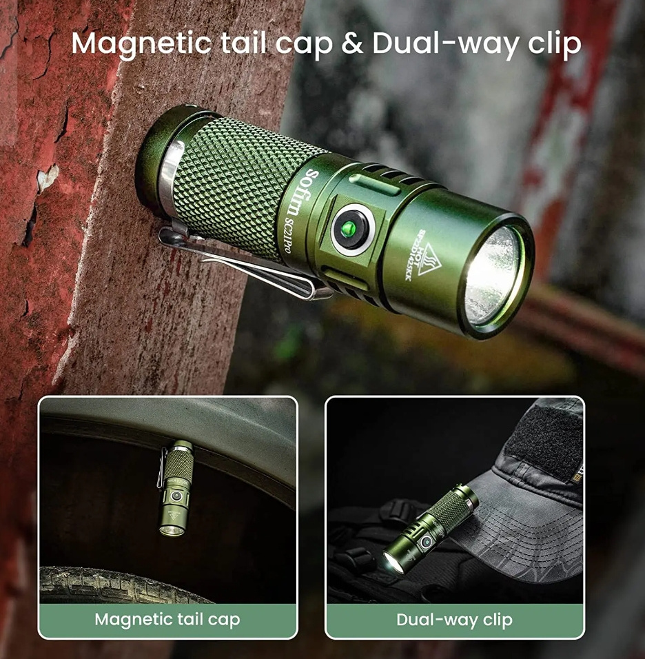 Super Bright Mini Flashlight Rechargeable Max 1000 High Lumens Keychain Flashlight with Magnetic Tail