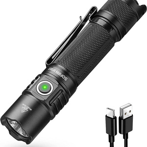 Sofirn SP35T 3800lm Tactical Flashlight USB C Rechargeable XHP50B LED Torch with Dual Switch Power Indicator ATR