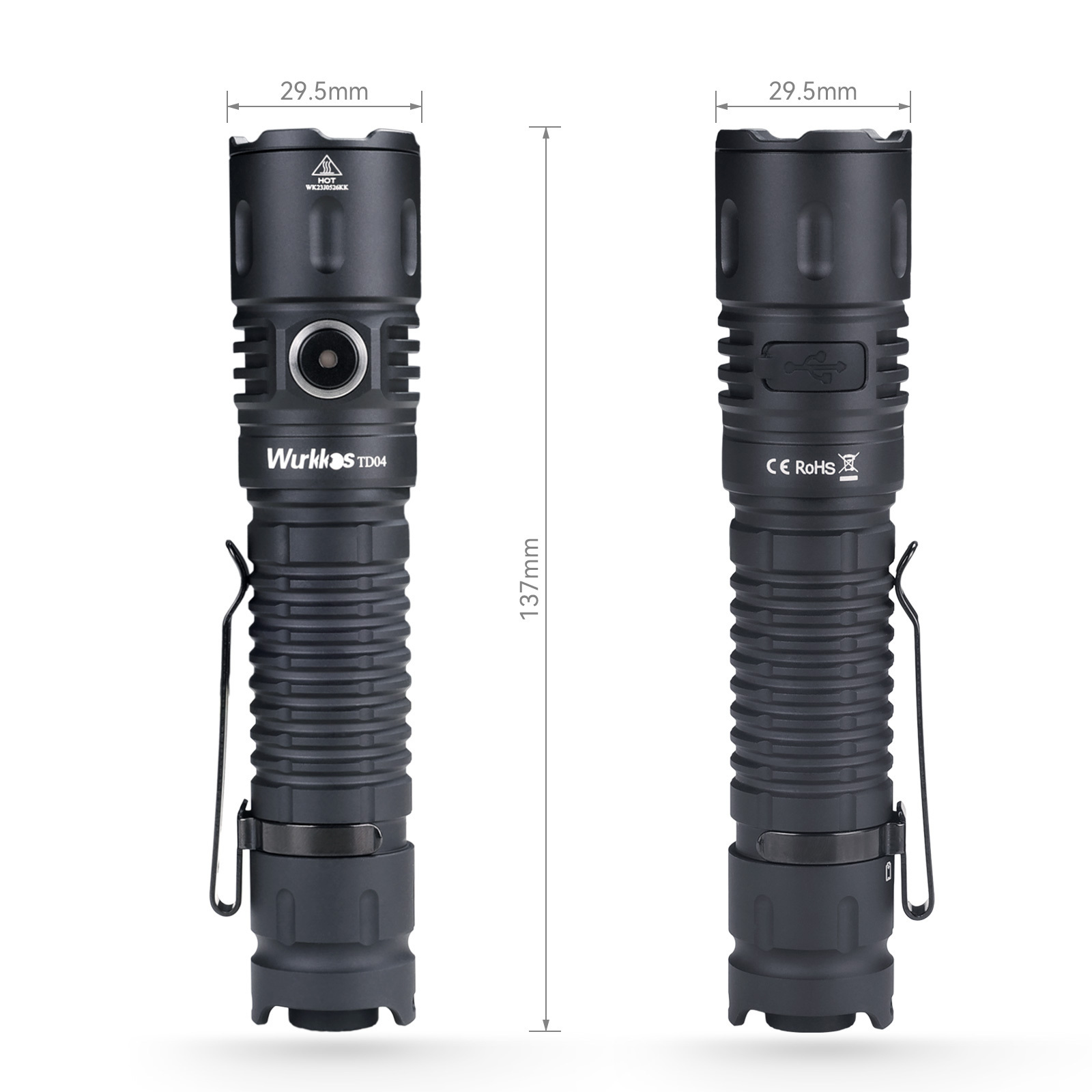 Wurkkos High Quality Durable IPX8 Water resistant Rechargeable EDC Torch 3000lm Tactical LED Flashlight