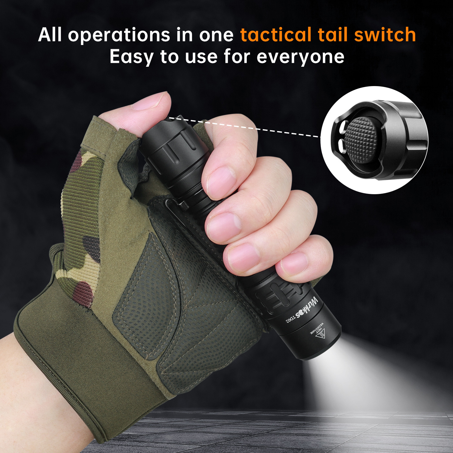 Super Bright 2000LM IPX8 Waterproof  EDC Torch Rechargeable Tactical LED Flashlight with ATR Running/Camping/Search