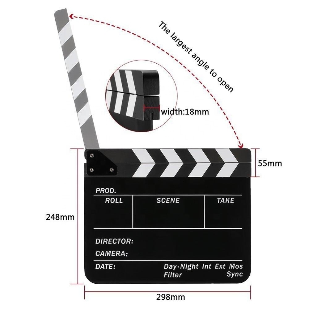 Acrylic Clapboard Dry Erase Director Film Movie Clapper Board Slate