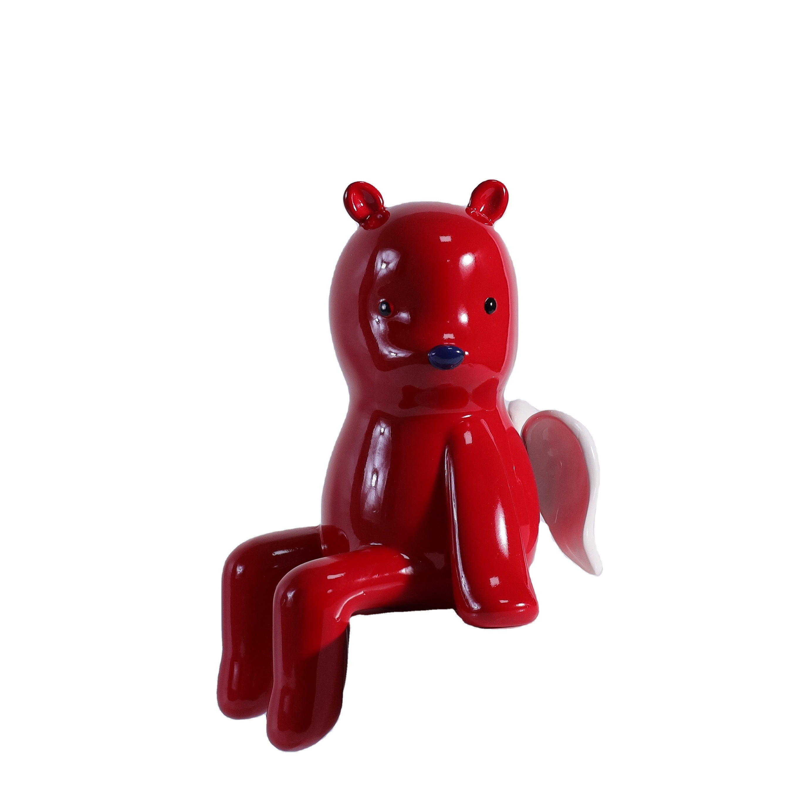 Zhang Zhanzhan red PUPU bear sculpture sitting cartoon cute animal resin sculpture children's room decoration